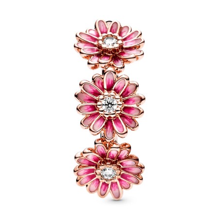 Bague femme taille 52 pandora trio de marguerites rose doré rose 14 carats – toutes nos bagues femme