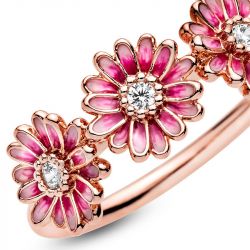 Bague femme taille 50 pandora trio de marguerites rose doré rose 14 carats - plus-de-bagues-femmes - edora - 4