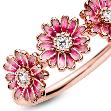 Bague femme taille 50 pandora trio de marguerites rose doré rose 14 carats – toutes nos bagues femme