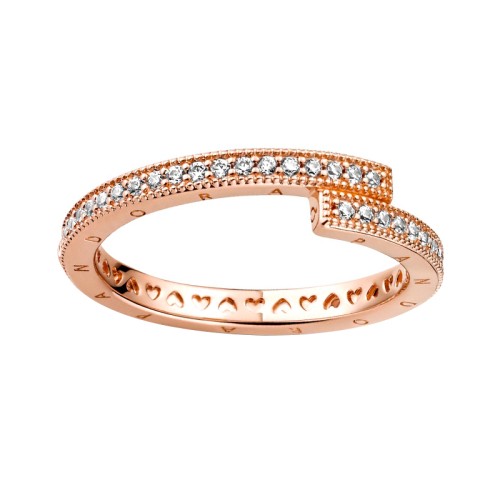 Bague Femme Taille 52 PANDORA CHEVAUCHANTE SCINTILLANTE Doré Rose 14 Carats