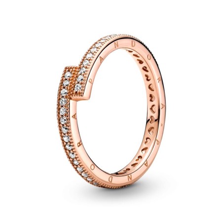 Bague femme taille 54 pandora chevauchante scintillante doré rose 14 carats – toutes nos bagues femme