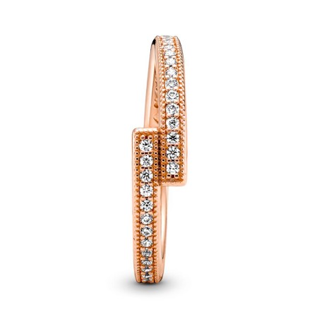 Bague femme taille 52 pandora chevauchante scintillante doré rose 14 carats – toutes nos bagues femme