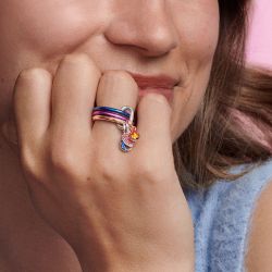 Bague femme taille 54 pandora me pavÉe doré rose 14 carats - plus-de-bagues-femmes - edora - 1