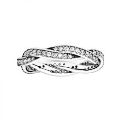 Bague femme taille 54 pandora torsades scintillante argent 925/1000 - plus-de-bagues-femmes - edora - 0