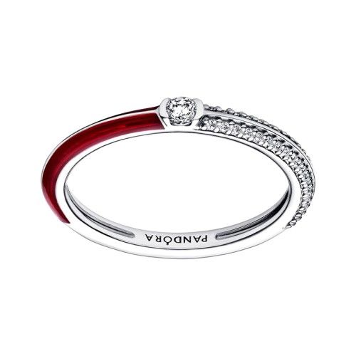 Bague Femme Taille 52 PANDORA ME DOUBLE PAVÉ & ROUGE Argent 925/1000