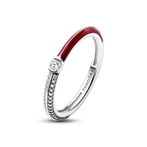 Bague Femme Taille 52 PANDORA ME DOUBLE PAVÉ & ROUGE Argent 925/1000
