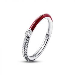 Bague femme taille 54 pandora me double pavÉ & rouge argent 925/1000 - solitaires - edora - 1