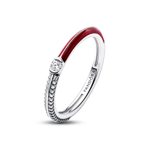Bague Femme Taille 54 PANDORA ME DOUBLE PAVÉ & ROUGE Argent 925/1000