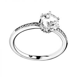 Bague femme taille 56 pandora couronne Étincelante incolore argent 925/1000 - solitaires - edora - 0