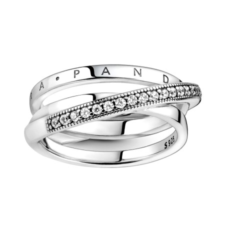 Bague femme taille 56 pandora triple pavé croisé argent 925/1000 – toutes nos bagues femme