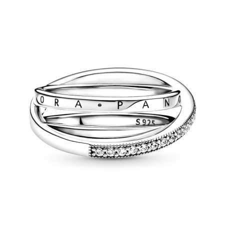 Bague femme taille 58 pandora triple pavé croisé argent 925/1002 – toutes nos bagues femme