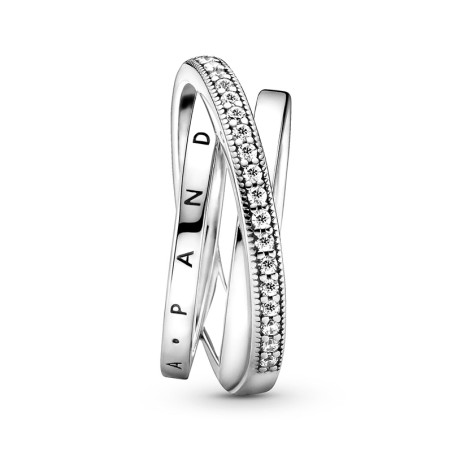 Bague femme taille 58 pandora triple pavé croisé argent 925/1002 – toutes nos bagues femme
