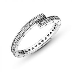 Bague femme taille 54 pandora chevauchante scintillante argent 925/1000 - plus-de-bagues-femmes - edora - 4