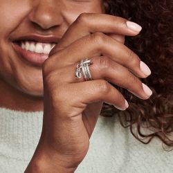 Bague femme taille 52 pandora me pavÉe argent 925/1000 - plus-de-bagues-femmes - edora - 1