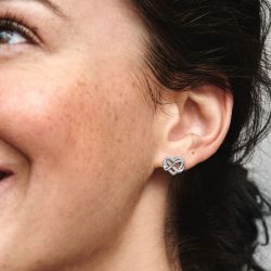 Puces femme pandora cŒur infini scintillants argent 925/1000 - puces - edora - 1