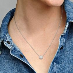 Collier femme pandora halo scintillant rond argent 925/1000 - plus-de-colliers-femmes - edora - 1