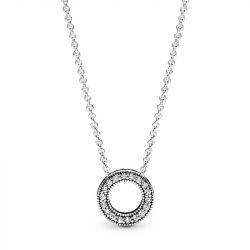 Collier femme pandora cercle pavÉ signature argent 925/1000 - plus-de-colliers-femmes - edora - 0