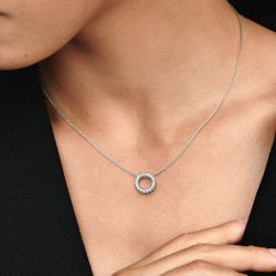 Collier femme pandora cercle pavÉ signature argent 925/1000 - plus-de-colliers-femmes - edora - 1