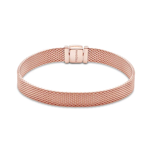 Bracelet Femme Taille 18CM PANDORA REFLEXIONS MAILLE TISSÉE Doré Rose 14 Carats