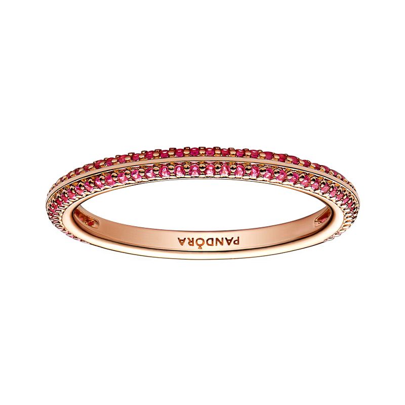Bague femme taille 52 pandora me pavÉe rouge doré rose 14 carats - plus-de-bagues-femmes - edora