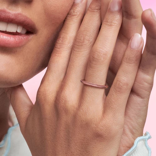 Bague Femme Taille 54 PANDORA ME PAVÉE ROUGE Doré Rose 14 Carats