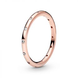 Bague femme taille 56 pandora anneau scintillant simple doré rose 14 carats - plus-de-bagues-femmes - edora - 2