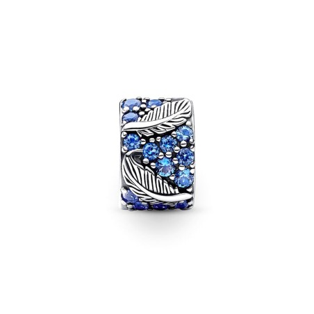 Charm femme pandora clip plume courbe &amp; pavé argent 925/1000 – charms