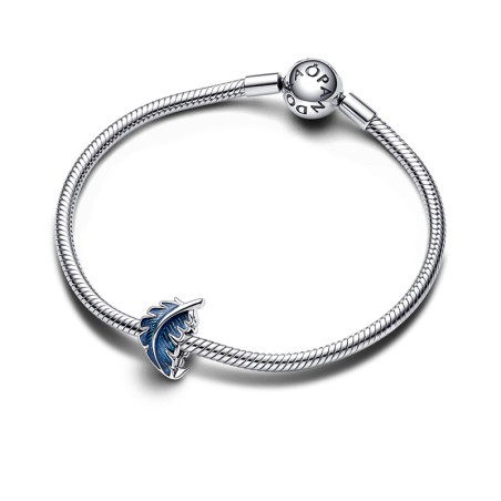 Charm femme pandora plume courbe bleue argent 925/1000 – charms