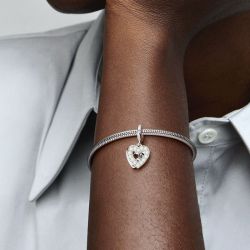 Charm femme pandora pendant double cŒur blanc nacrÉ argent 925/1000 - charms - edora - 1