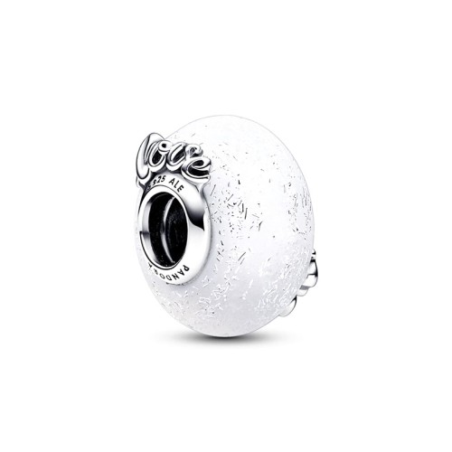 Charm Femme PANDORA MUM & LOVE EN VERRE DE MURANO BLANC SCINTILLANT Argent 925/1000