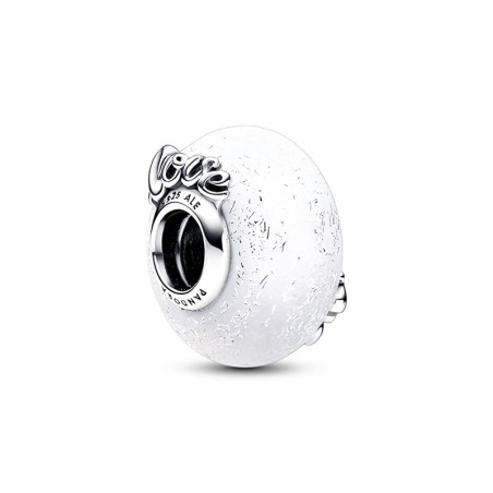 Charm femme pandora mum &amp; love en verre de murano blanc scintillant argent 925/1000 – charms