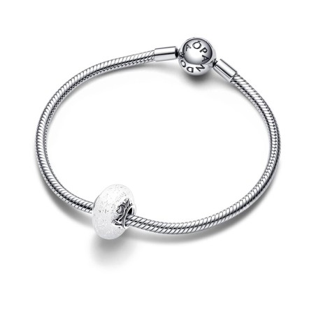 Charm femme pandora mum &amp; love en verre de murano blanc scintillant argent 925/1000 – charms