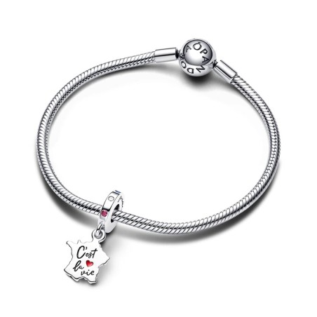 Charm femme pandora pendant carte de france c’est la vie argent 925/1000 – charms