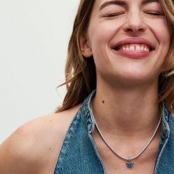 Charm femme pandora pendant papillon en verre de murano bleu argent 925/1000 - charms - edora - 1