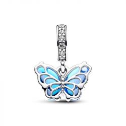 Charm femme pandora pendant papillon en verre de murano bleu argent 925/1000 - charms - edora - 2