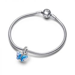 Charm femme pandora pendant papillon en verre de murano bleu argent 925/1000 - charms - edora - 3
