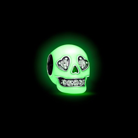 Charm femme pandora luminescent tête de mort scintillante argent 925/1000 – charms