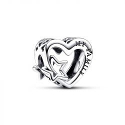 Charm femme pandora ajourÉ famille cŒur et Étoile argent 925/1000 - charms - edora - 0