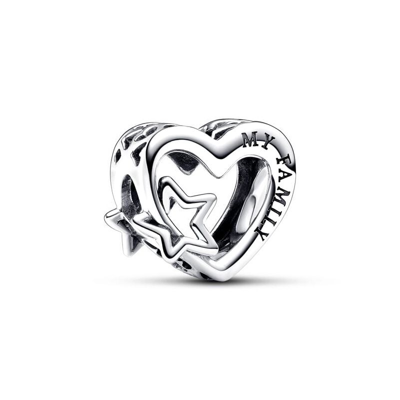 Charm femme pandora ajourÉ famille cŒur et Étoile argent 925/1000 - charms - edora