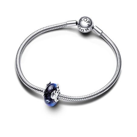 Charm femme pandora disney verre de murano bleu mickey &amp; minnie argent 925/1000 – charms