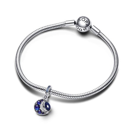 Charm femme pandora pendant rotatif lune scintillante argent 925/1000 – charms