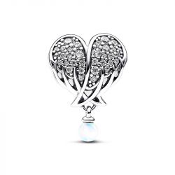 Charm femme pandora cŒur & ailes d’ange scintillantes argent 925/1000 - charms - edora - 0