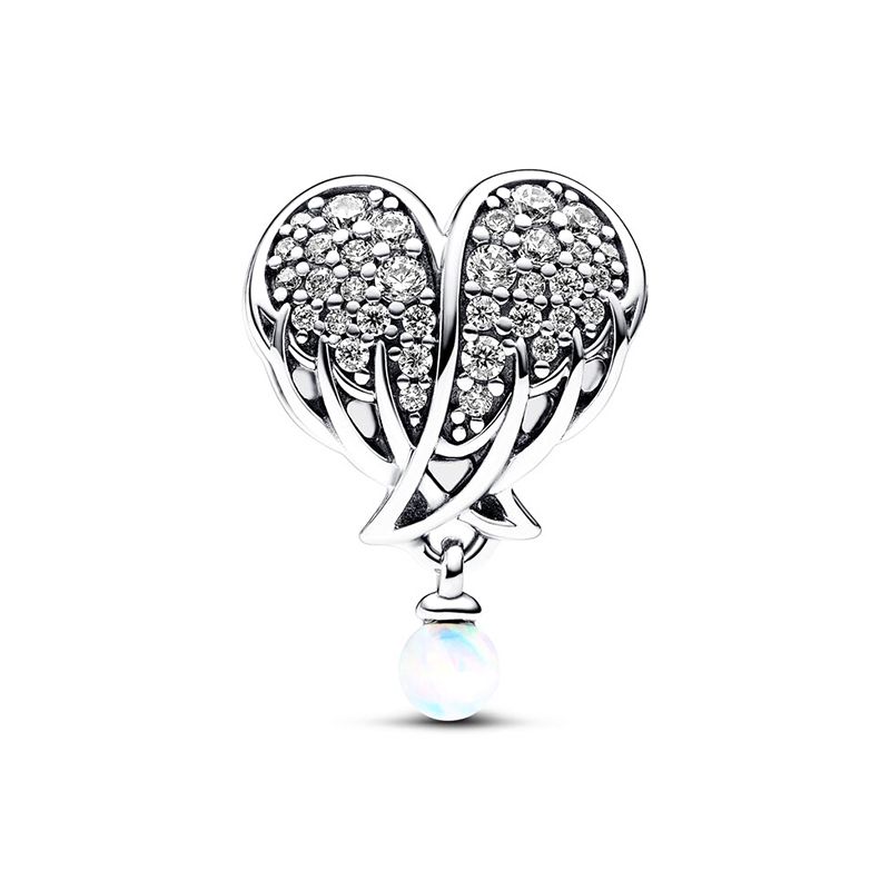 Charm femme pandora cŒur & ailes d’ange scintillantes argent 925/1000 - charms - edora