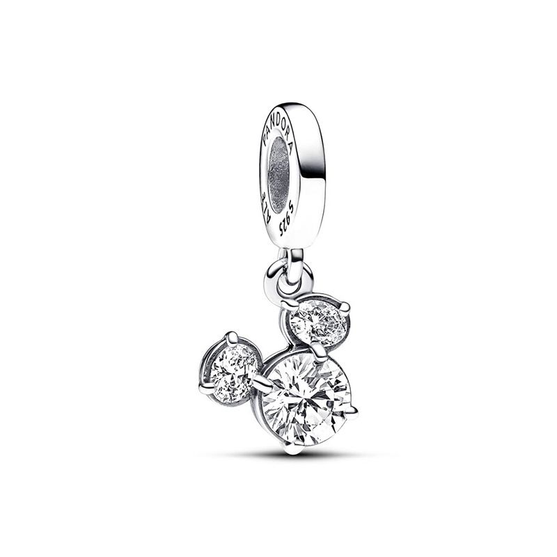 Charm femme pandora disney pendant tÊte de mickey silhouette scintillante argent 925/1000 - charms - edora