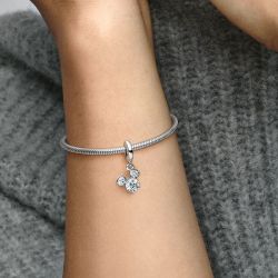 Charm femme pandora disney pendant tÊte de mickey silhouette scintillante argent 925/1000 - charms - edora - 1