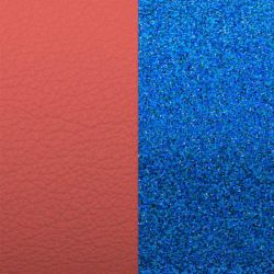 Cuir boucles d'oreilles 30mm les georgettes sépia paillettes bleues - accessoires-les-georgettes - edora - 1