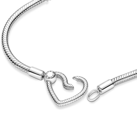 Bracelet femme pandora argent 925/1000 maille serpent fermoir cœur 599539c00-23 – bracelets femme