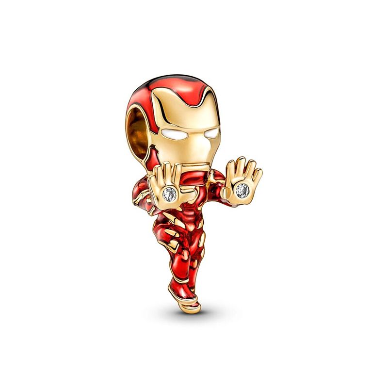 Charm femme pandora marvel the avengers iron man doré 14 carats - charms - edora