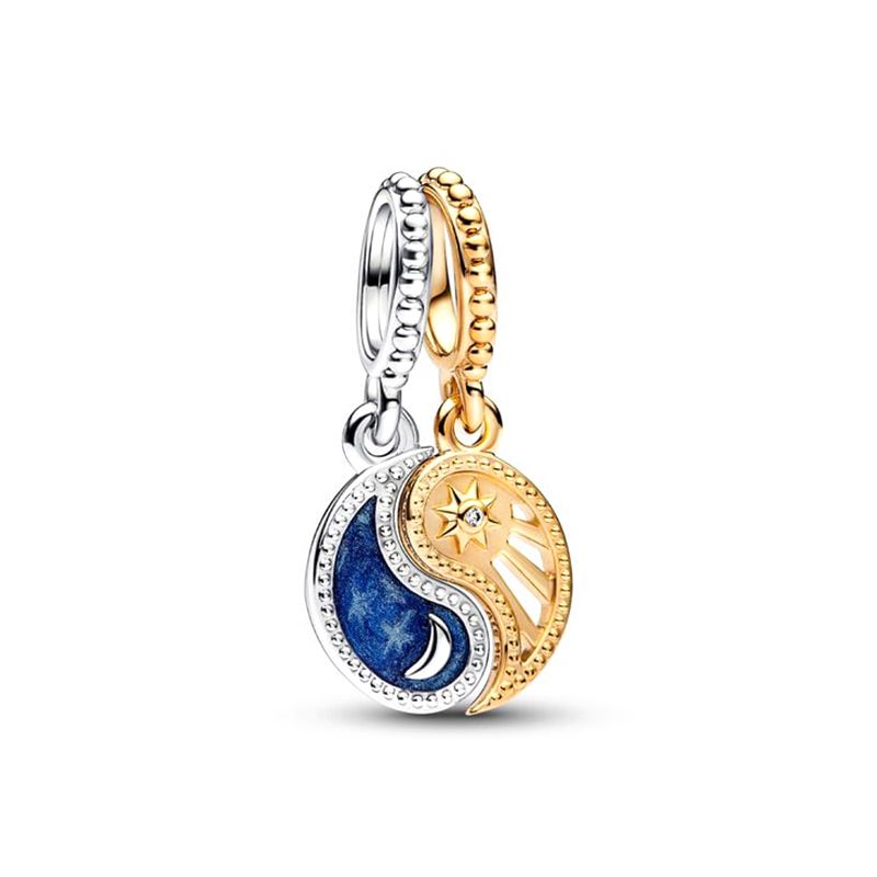 Charm femme pandora pendant soleil & lune sÉparable bimatiÈre argent 925/1000 et métal doré 14 carats - charms - edora