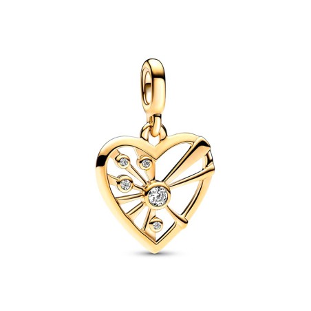 Médaillon femme pandora me cœur &amp; rayons doré 14 carats – charms